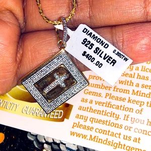 10k vermeil Cross Pendant charm 1/3ct natural real genuine diamonds NOT CZ GIFT